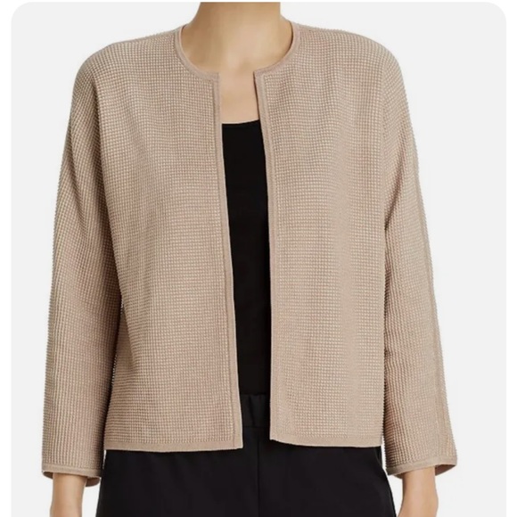Eileen Fisher Sweaters - Eileen Fisher Tan Round Neck Cardigan Size XL Tan 80% Silk 20% Organic Cotton